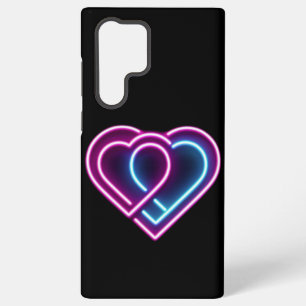 Coque Samsung Galaxy Mug de la Saint-Valentin cœur rose/bleu néon