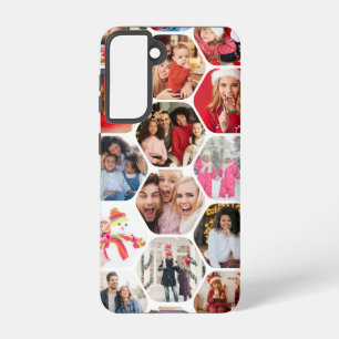 Coque Samsung Galaxy Multi Photo Collage Simple Moderne Hexagon Motif
