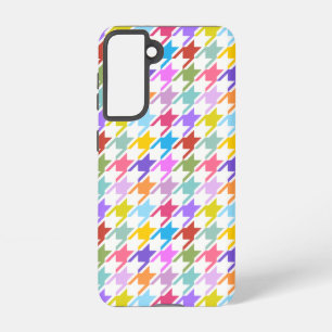 Coque Samsung Galaxy Multicolor Houndstooth+Motif blanc