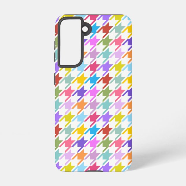 Coque Samsung Galaxy Multicolor Houndstooth+Motif blanc (Verso)