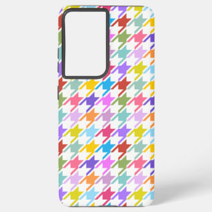 Coque Samsung Galaxy Multicolor Houndstooth+Motif blanc