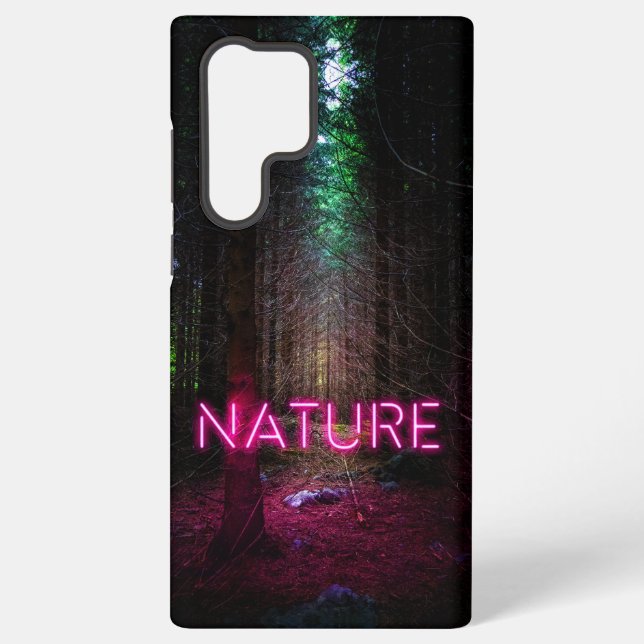 Coque Samsung Galaxy Mystère forêt d'épinette nature néon magenta signe (Verso)