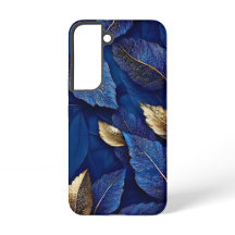 Navy and Gold Botanical Leaf Pattern