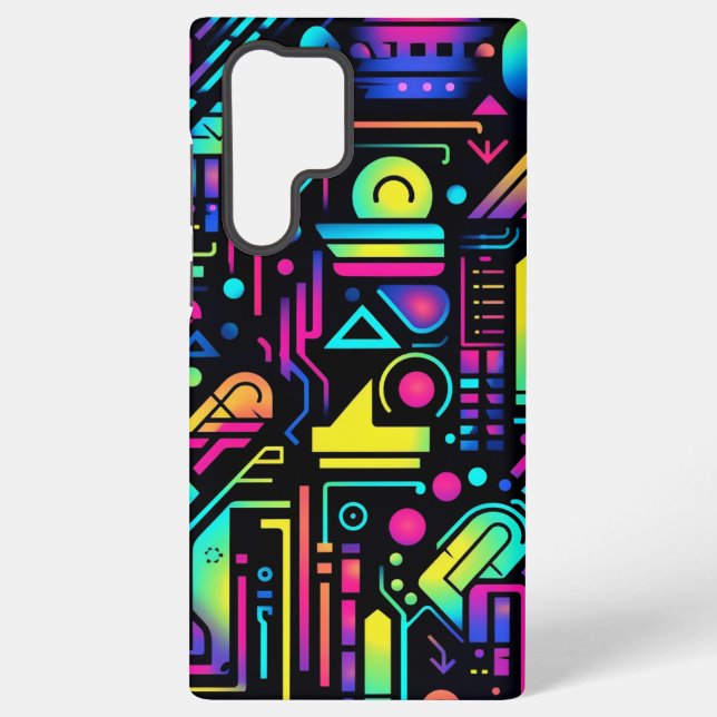 Coque Samsung Galaxy Neon Retro Tech Circuit Pattern Apple Samsung Case (Verso)