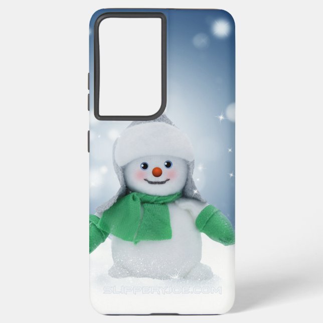 Coque Samsung Galaxy Noël bonhomme de neige SlipperyJoe foulard vert m (Verso)