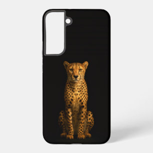 Coque Samsung Galaxy Noir 4 Luxe Galaxy S22 Plus, Guépard Élégant