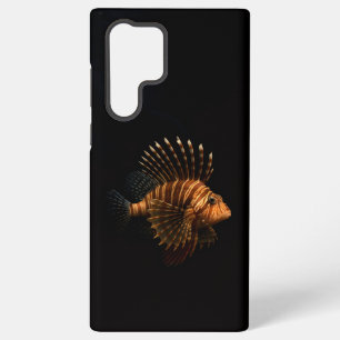 Coque Samsung Galaxy Noir 4 Luxe Galaxy S22 Ultra, Poisson-Lion Rouge
