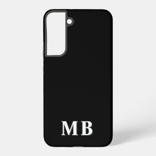 Coque Samsung Galaxy Noir & Blanc Monogramme Initial Minimal Moderne
