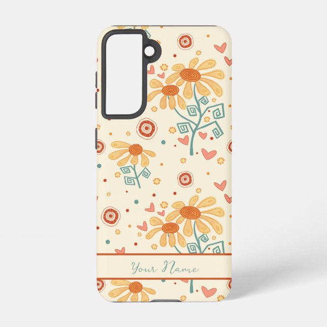 Coque Samsung Galaxy Nom Customisé du motif floral mignon (Verso)