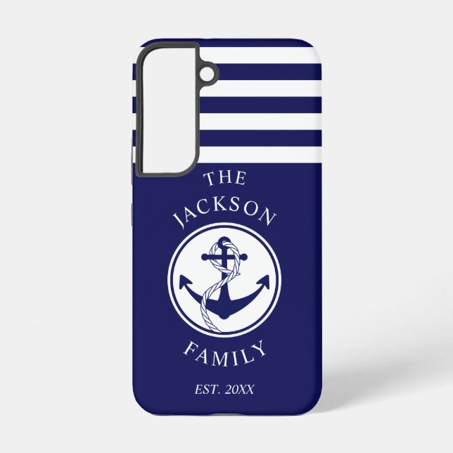 Coque Samsung Galaxy Nom de famille marine bleu marine moderne (Verso)