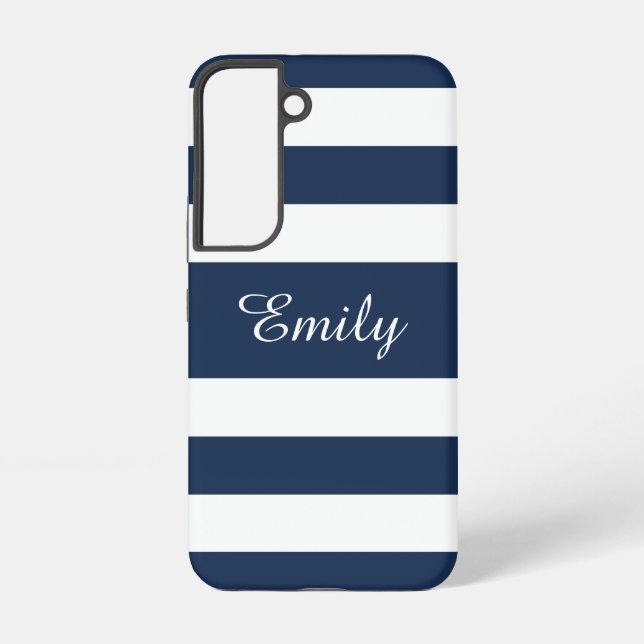 Coque Samsung Galaxy Nom des bandes bleues de la marine moderne (Verso)