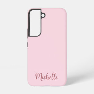 Coque Samsung Galaxy Nom du monogramme de script or Rose personnalisé