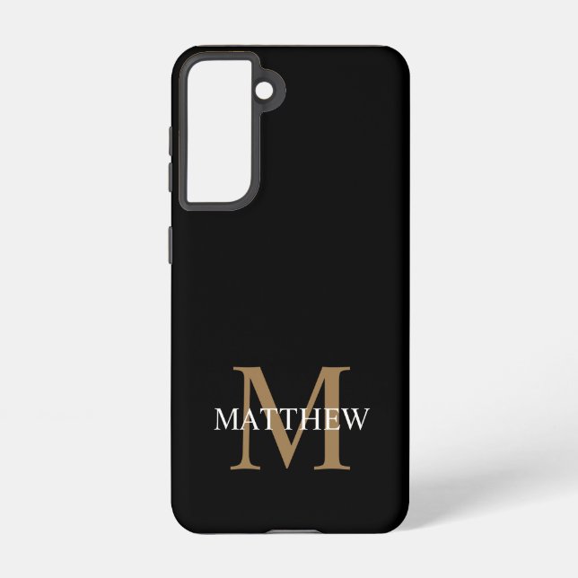 Coque Samsung Galaxy Nom personnalisé Monogramme noir (Verso)