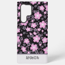 Nom personnalisé motif floral rose Cerisier Fleur