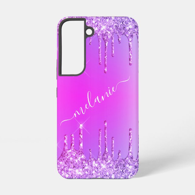 Coque Samsung Galaxy Nom personnalisé personnalisé Texte rose violet (Verso)