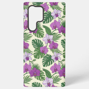 Coque Samsung Galaxy Oasis d'Orchidées – Orchidée Violette et Feuilles