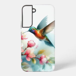 Coque Samsung Galaxy OEuvre florale/printanière de colibri
