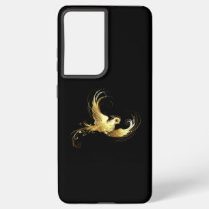 Coque Samsung Galaxy Oiseau d'or sur Arrière - plan noir