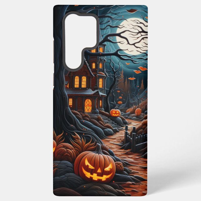 COQUE SAMSUNG GALAXY ORANGE & BLACK ÉFFRAYANT HAUNTED HOUSE (Verso)