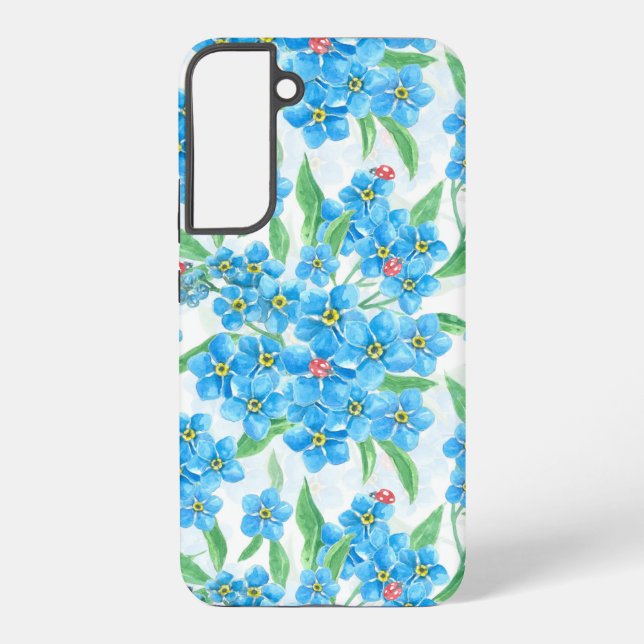Coque Samsung Galaxy Oublie-moi pas les fleurs et les coccinelles (Verso)