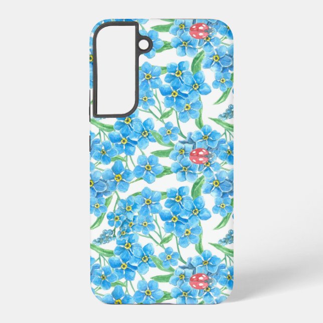 Coque Samsung Galaxy Oublie-moi pas les fleurs et les coccinelles (Verso)