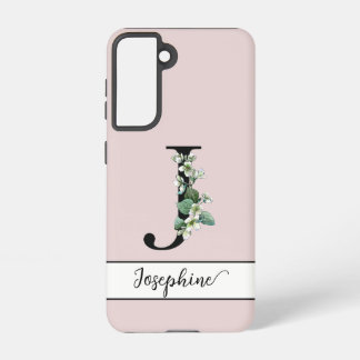 Coque Samsung Galaxy Pâle moelleux Monogramme J nom personnalisé Jasmin