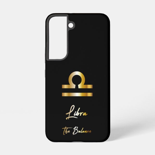 Coque Samsung Galaxy Panneau Libra Zodiac, Noir & Or (Verso)