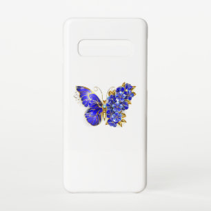 Coque Samsung Galaxy S10 Papillon saphir à fleurs