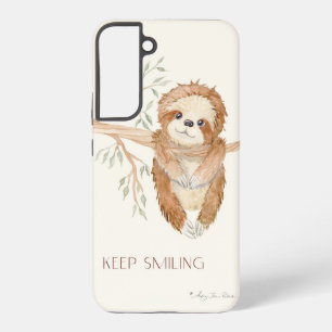 Coque Samsung Galaxy Paresseux Aquarelle Boho Gardez le Sourire Feuilla