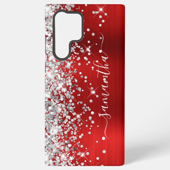 Coque Samsung Galaxy Parties scintillant Argent Red Foil Girl Signature (Verso)