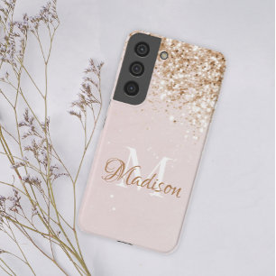 Coque Samsung Galaxy Parties scintillant en or rose Fille Joli Nom init