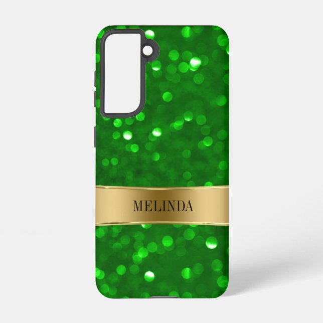 Coque Samsung Galaxy Parties scintillant moderne Green Bokeh Coque-Mate (Verso)