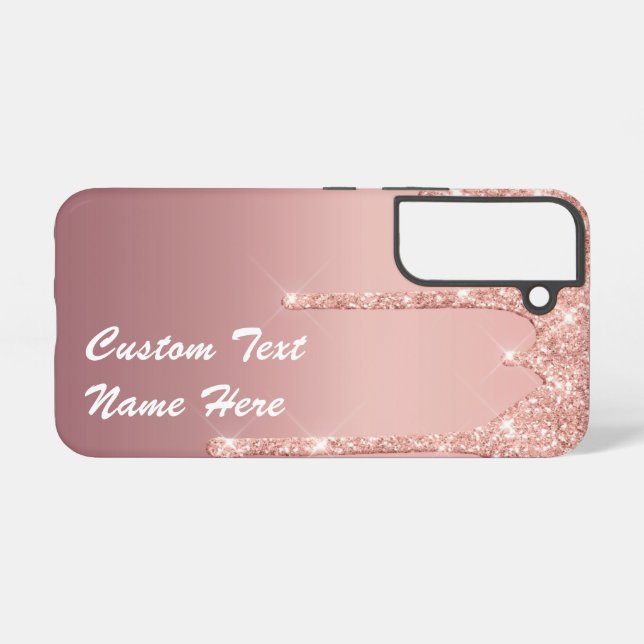 Coque Samsung Galaxy Parties scintillant or Rose personnalisé Nom du te (Verso Horizontal)