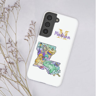Coque Samsung Galaxy Pastel Mardi Gras Louisiane Nom initial