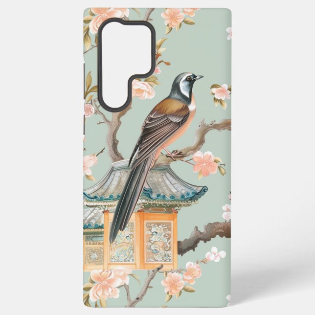 Coque Samsung Galaxy Pastel Oriental Oiseaux et fleurs de fruits (Verso)