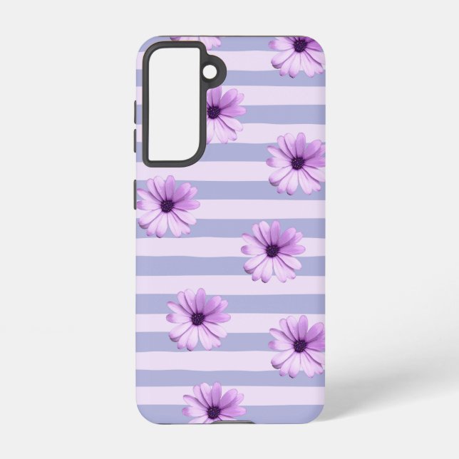 Coque Samsung Galaxy Pastel stripes pattern with Daisies (Verso)