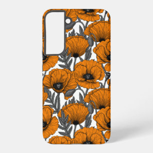 Coque Samsung Galaxy Pavot orange sur blanc
