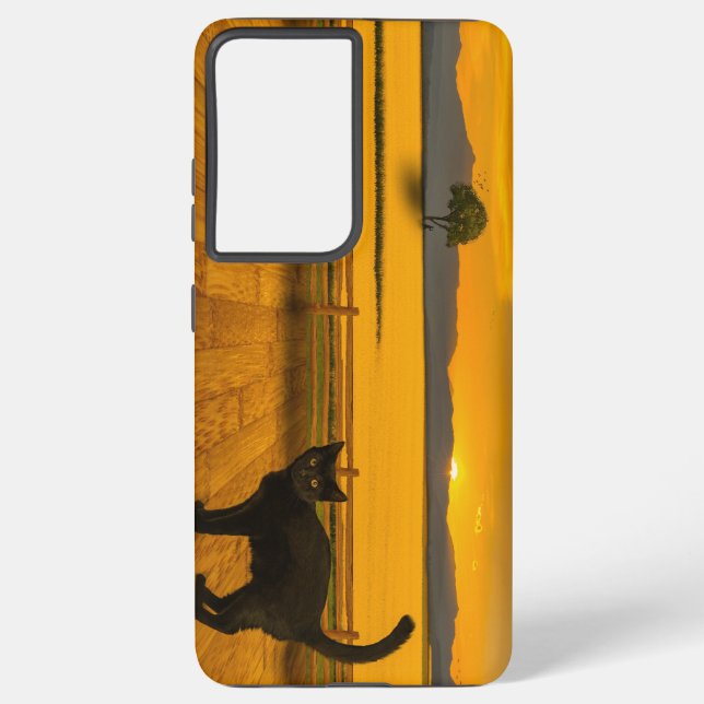 Coque Samsung Galaxy Paysage de chats noirs (Verso)