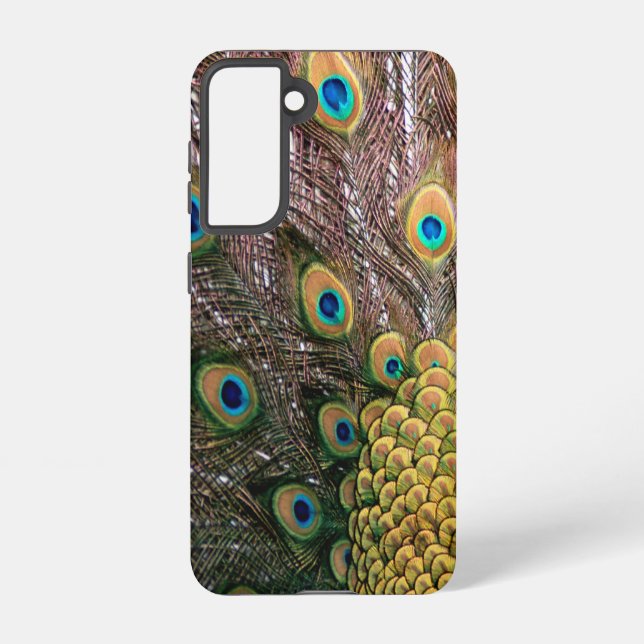 Coque Samsung Galaxy Peacock Feathers Emerald Green et Gold (Verso)
