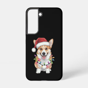 Coque Samsung Galaxy Pembroke Welsh Corgi Père Noël Lumières de sapin d