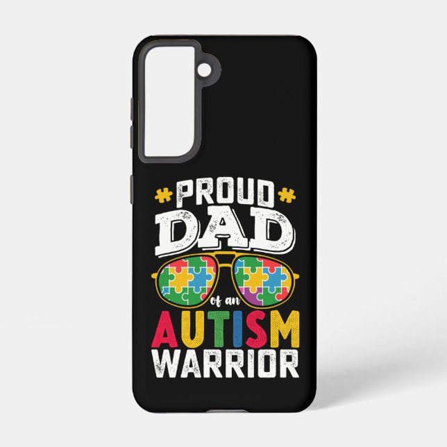 Coque Samsung Galaxy Père Fière D'Une Famille De Guerriers Autistes (Verso)