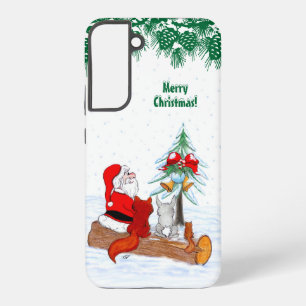 Coque Samsung Galaxy Père Noël avec Renard de lapin et écureuil