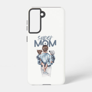 Coque Samsung Galaxy Personalized Super Mom with Son and Daughter Gift