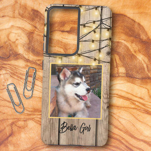 Coque Samsung Galaxy Personnalisé rustique carré photo chiot Alaskan Ma