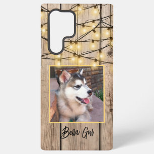 Coque Samsung Galaxy Personnalisé rustique carré photo chiot Alaskan Ma
