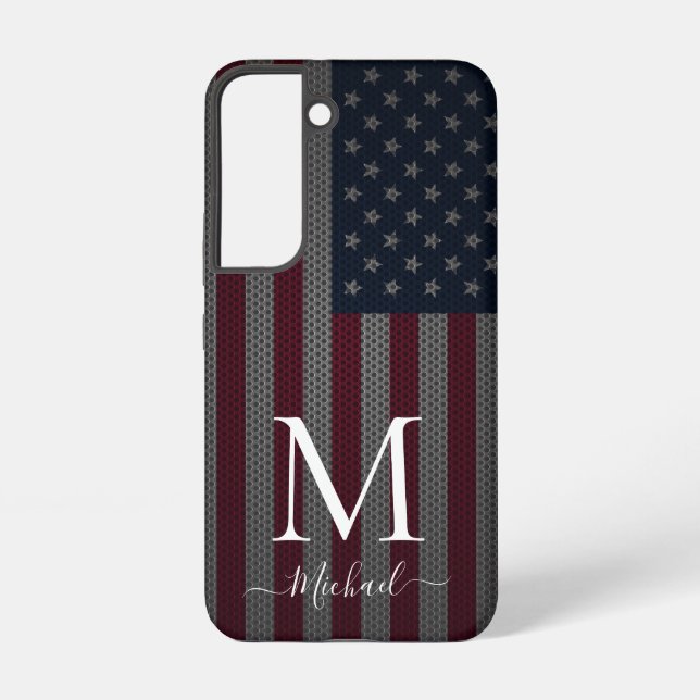 Coque Samsung Galaxy Personnaliser Monogramme American Drapeau Maillage (Verso)