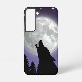 Coque Samsung Galaxy Phone case with a wolf howling at the full moon