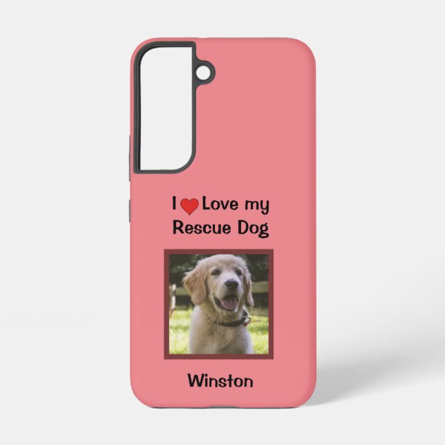 Coque Samsung Galaxy Pink I Love my Secourt Dog | Nom et photo (Verso)