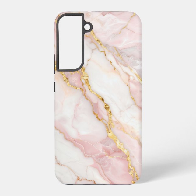 Coque Samsung Galaxy Pink Marble with Gold Veins – Elegant Design (Verso)