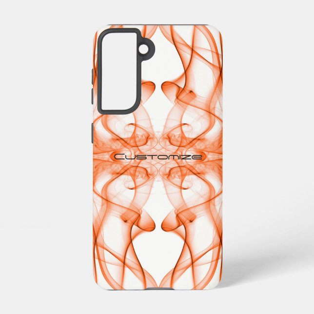 Coque Samsung Galaxy Plumes de fumée orange sur le blanc (Verso)